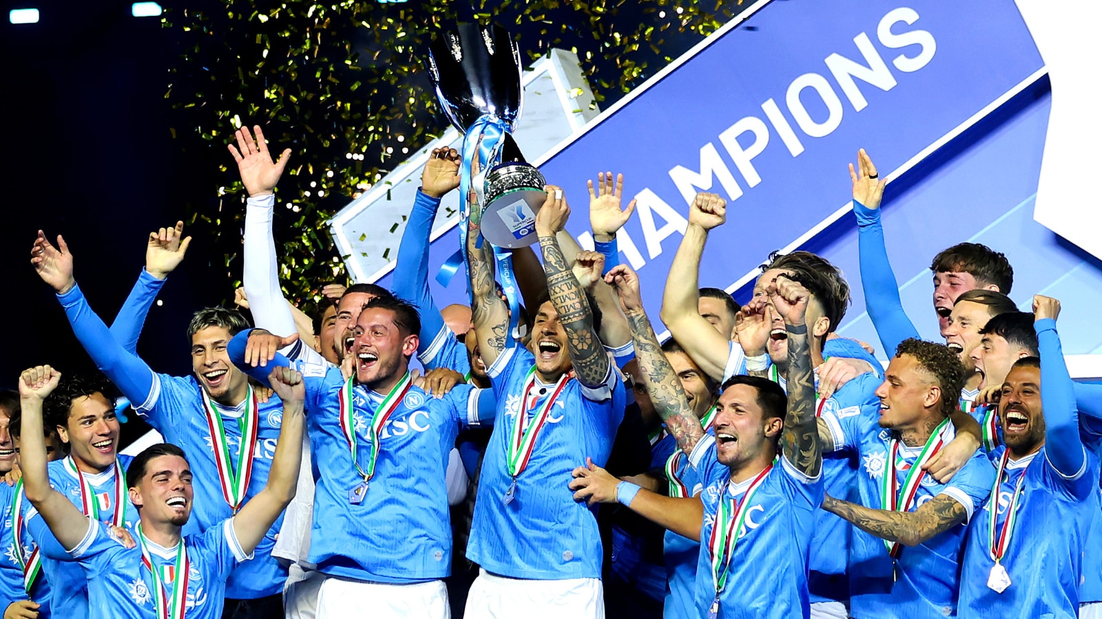 Neres double fires Napoli to Italian Super Cup title