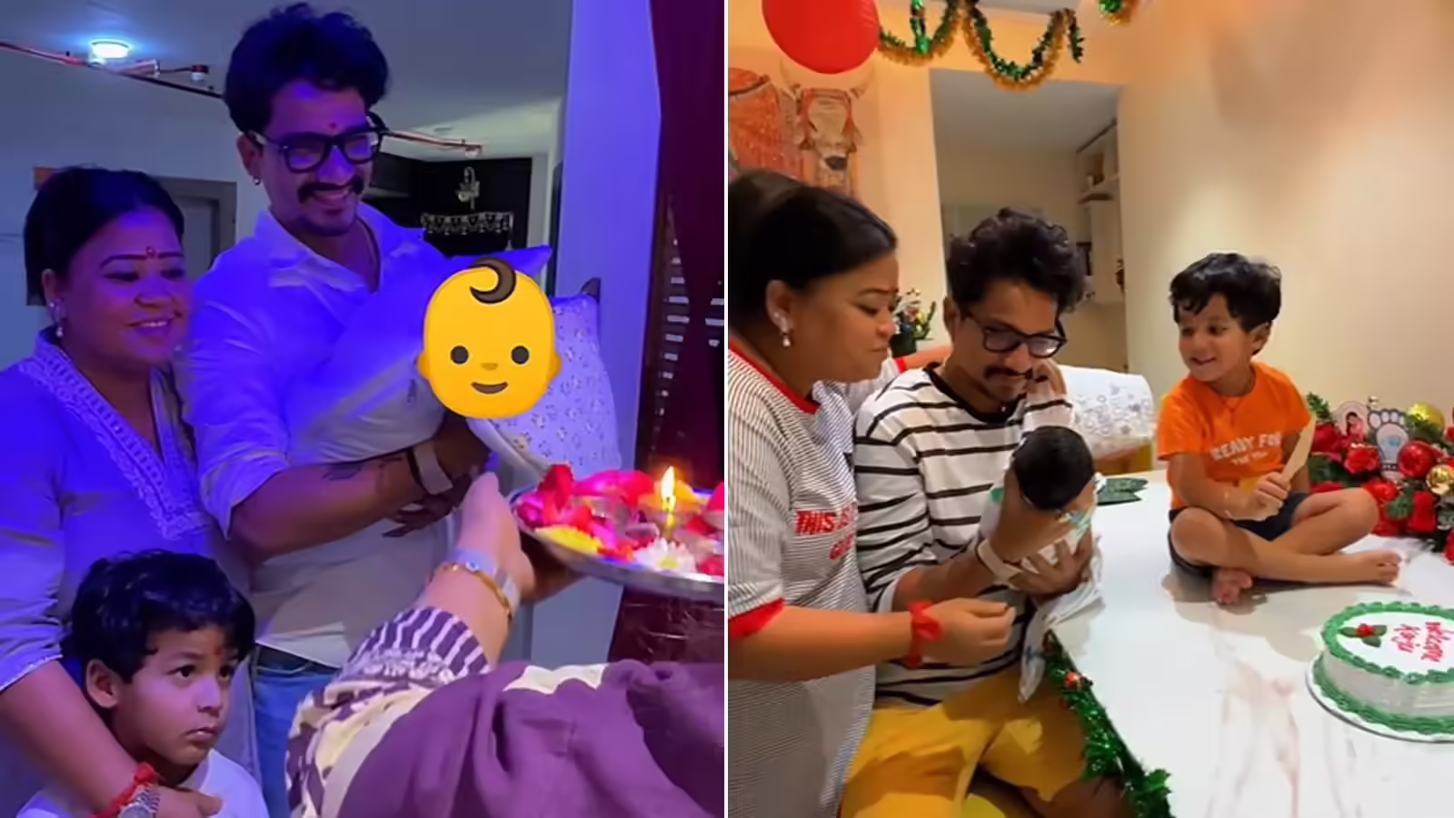 Videos: भारती के नन्हे-मुन्ने का घर में जोरदार स्वागत, दादी-नानी ने उतारी आरती, गोला ने कटवाया केक