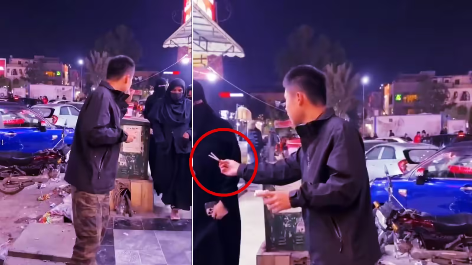 चीन की गुलामी में पाकिस्तान का ये हाल, बुर्का पहनी महिलाओं को चीनी शख्स जबरन देने लगा सिगरेट, वीडियो