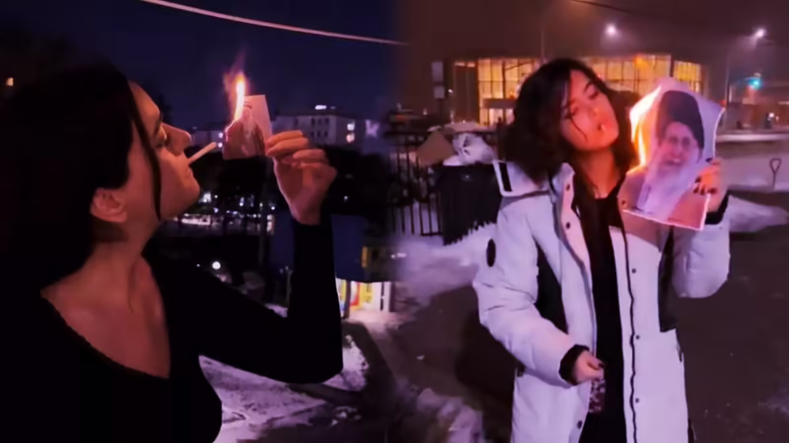 ईरान में महिलाएं बनीं विरोध का नया प्रतीक, खामेनेई की जलती तस्वीर से सुलगा रहीं सिगरेट, वीडियो