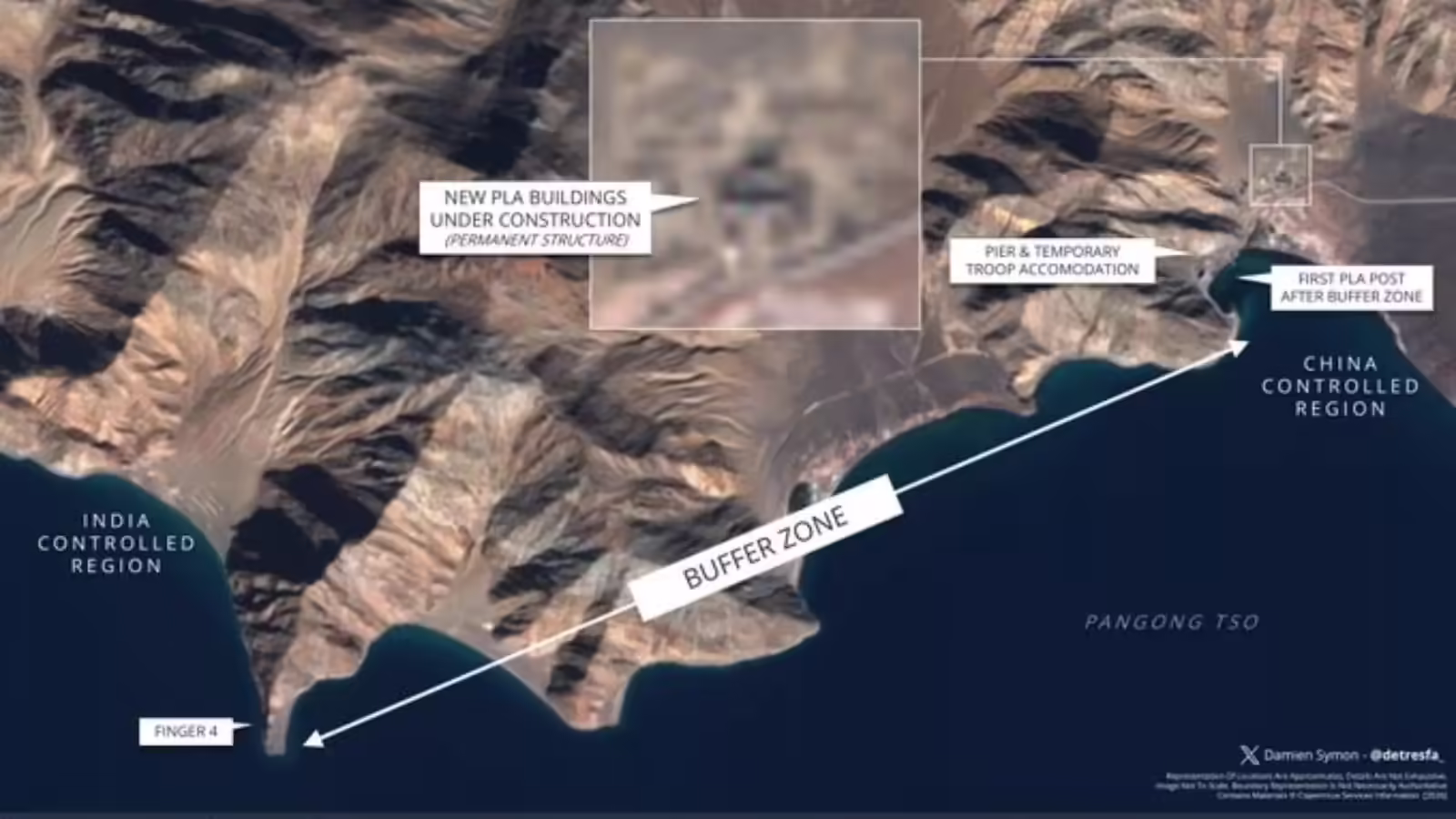 पैंगोंग झील के पास नई इमारतें बना रहा चीन, सैटेलाइट तस्वीर ने बढ़ाई भारत की टेंशन