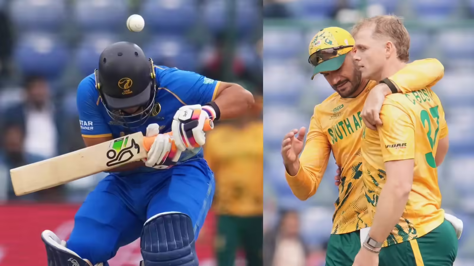 कॉर्बिन बॉश के बाउंसर ने उड़ा दिए हेलमेट के चिथड़े, फिजियो दौड़ पड़ा, टी20 विश्व कप में हादसा होने से बचा