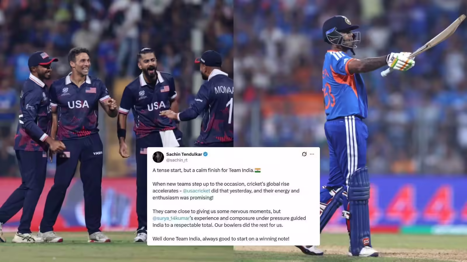 अमेरिका की क्रिकेट के फैन हुए सचिन तेंदुलकर, कप्तान सूर्यकुमार यादव की यूं तारीफ की