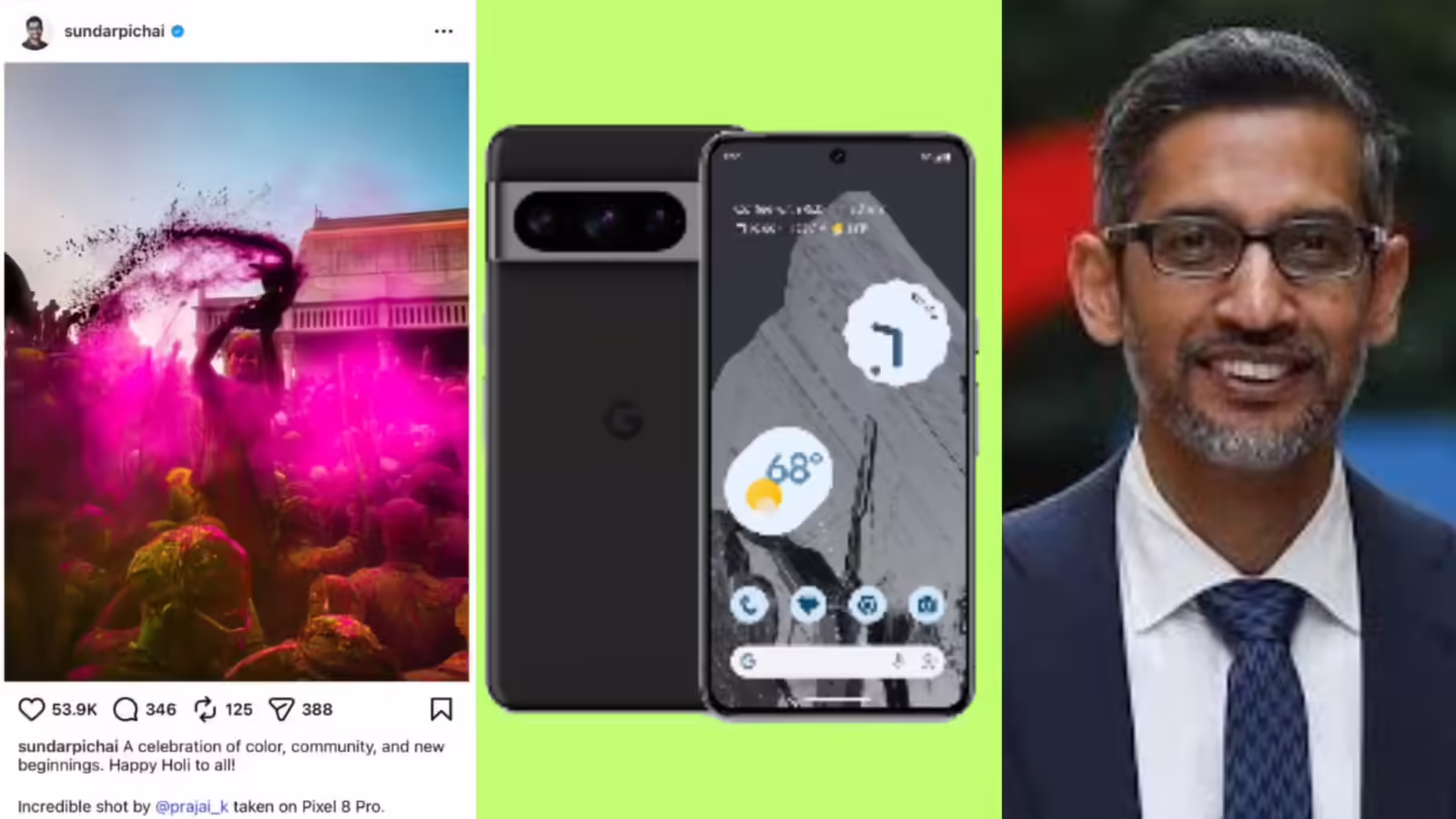 Google CEO सुंदर पिचाई का इंस्टाग्राम पोस्ट देख दुनिया दंग! Pixel 8 Pro से दिखाई ‘देसी होली’ की झलक
