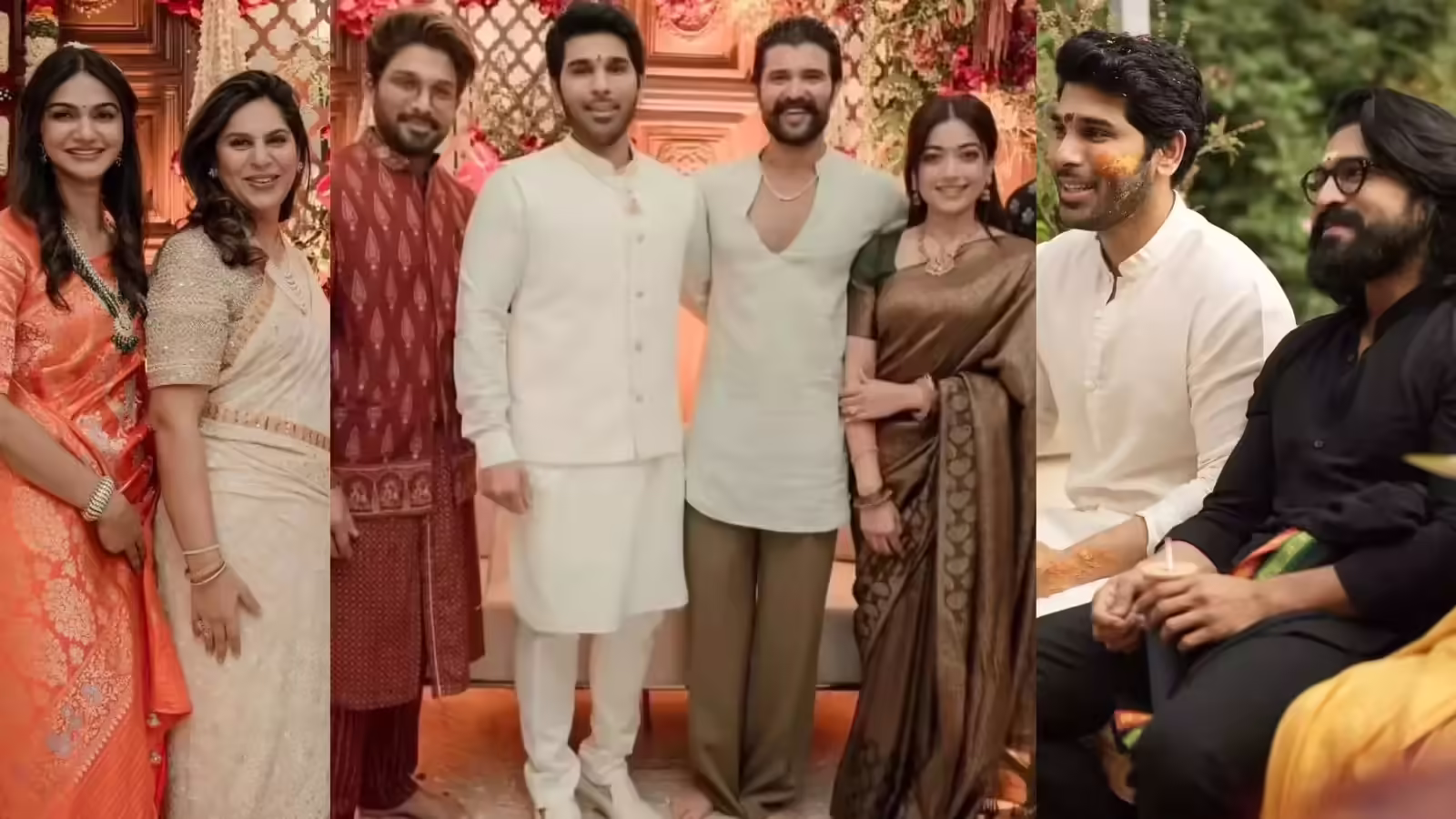 4 साउथ स्टार्स एक साथ, रश्मिका और विजय शादी के बाद अल्लू शिरीष के फंक्शन में पहुंचे, पत्नी उपासना संग आए राम चरण